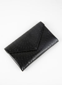 Openwork leather clutch bag - Black intense