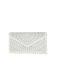Pochette à motif ajouré en cuir - Blanc Optique