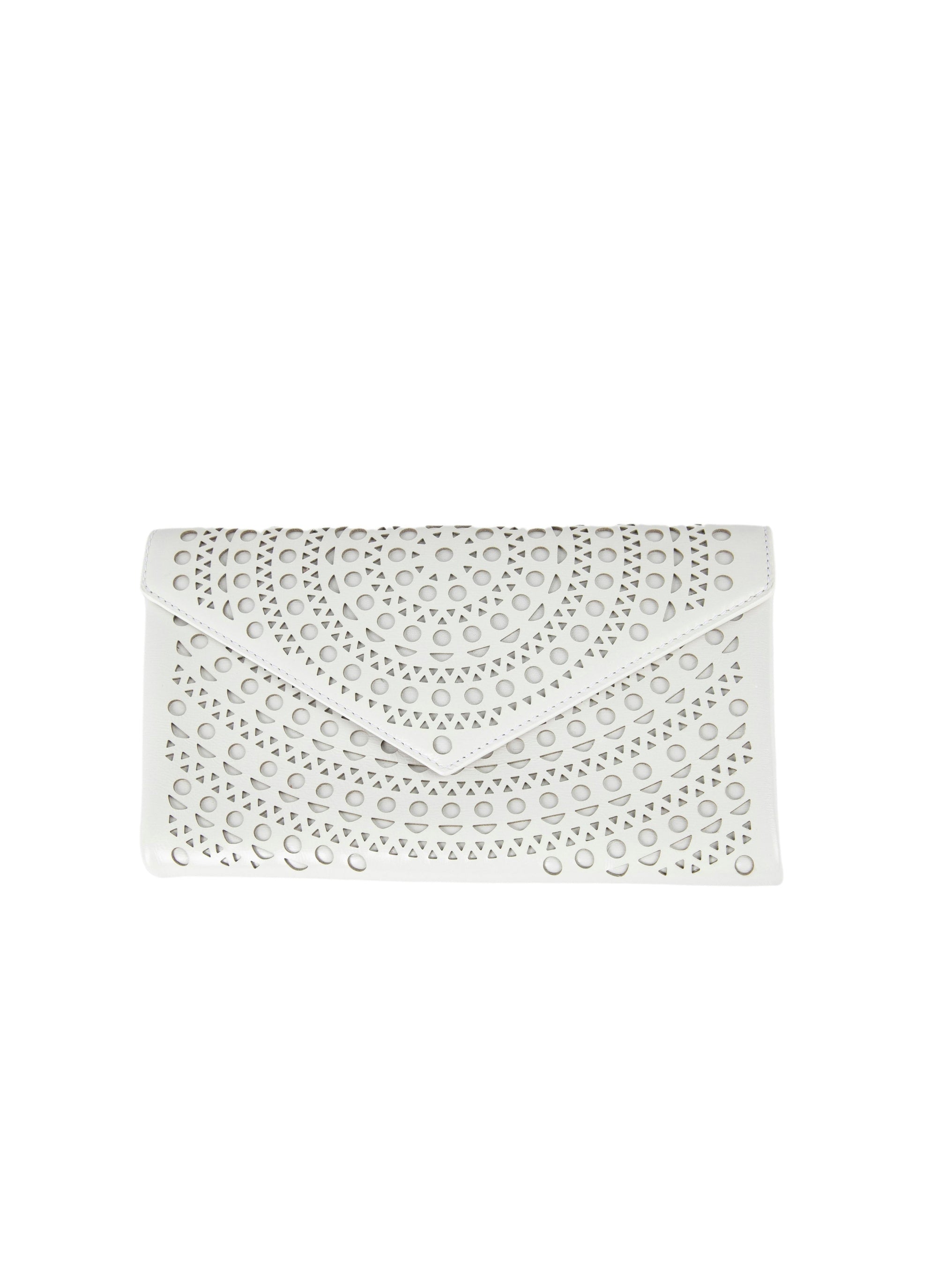Pochette à motif ajouré en cuir - Blanc Optique