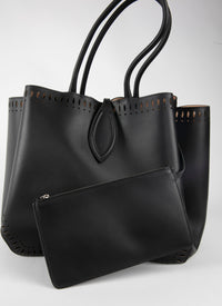 Sac porté épaule Angele 32 en cuir - Noir