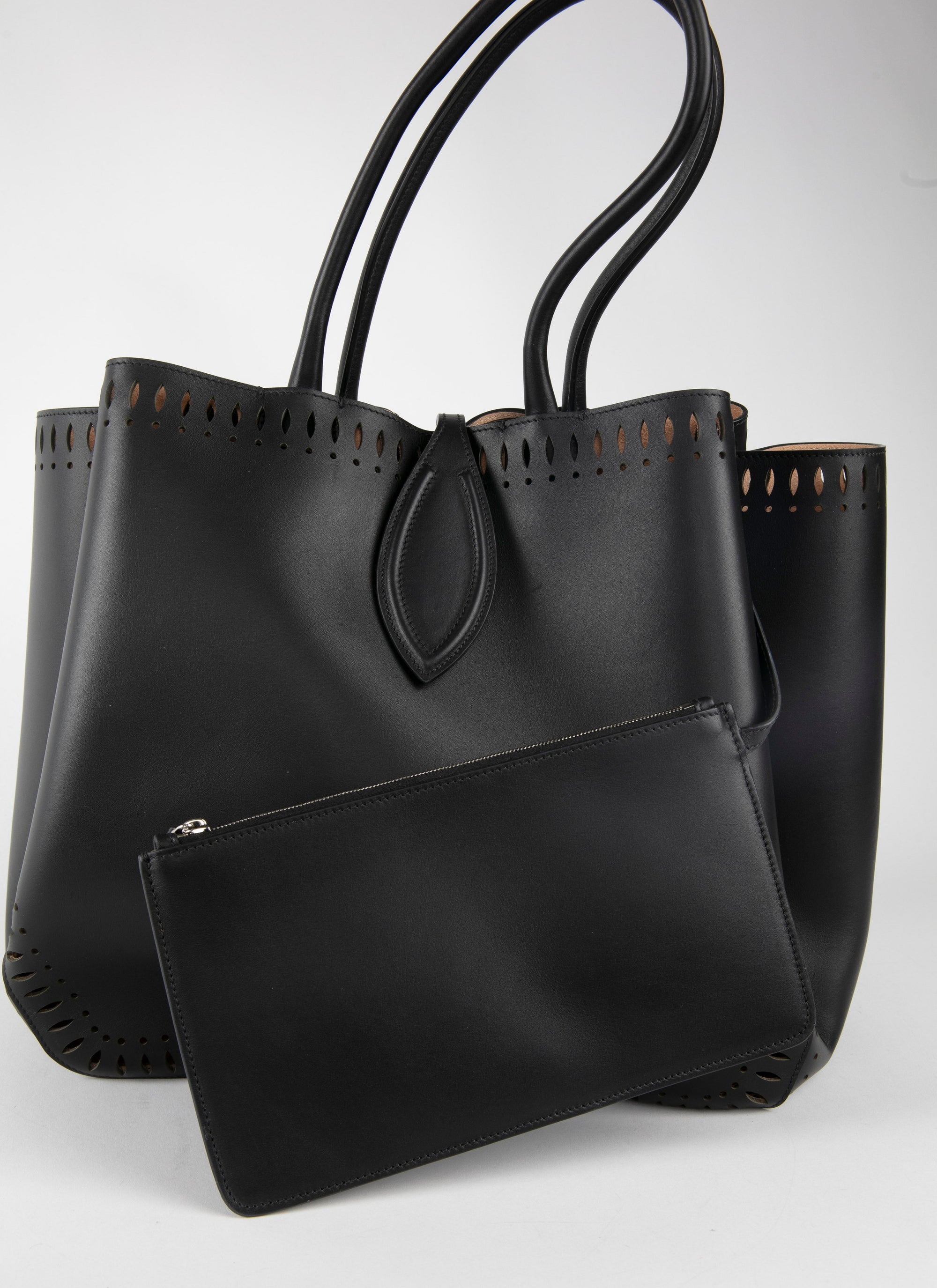 Sac porté épaule Angele 32 en cuir - Noir