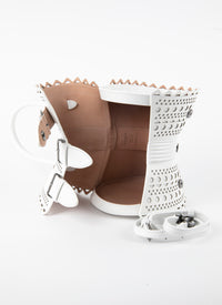 Corset bag 18 in leather - Optic White