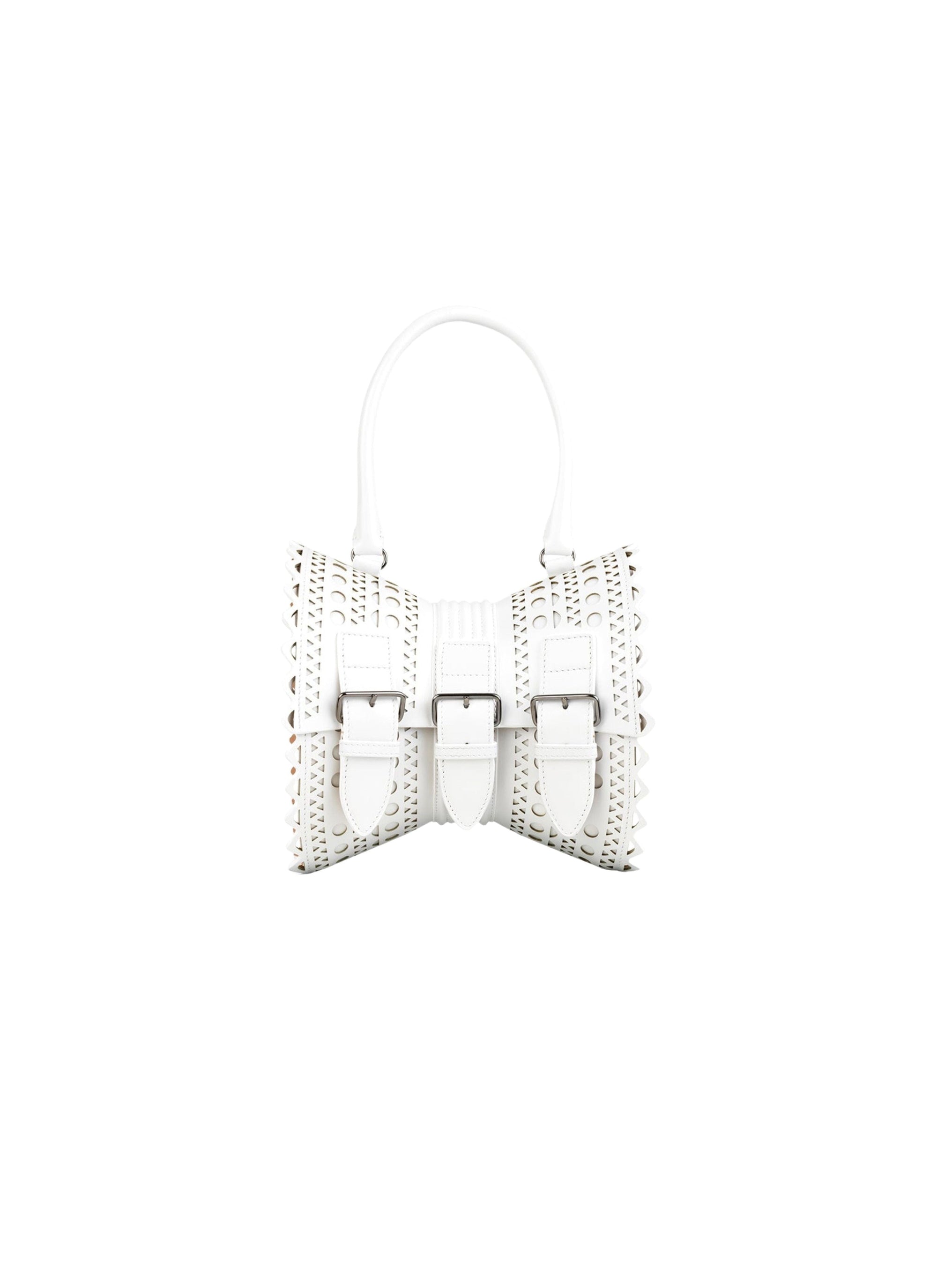 Corset bag 18 in leather - Optic White