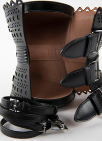 Corset bag 18 in leather - Black intense