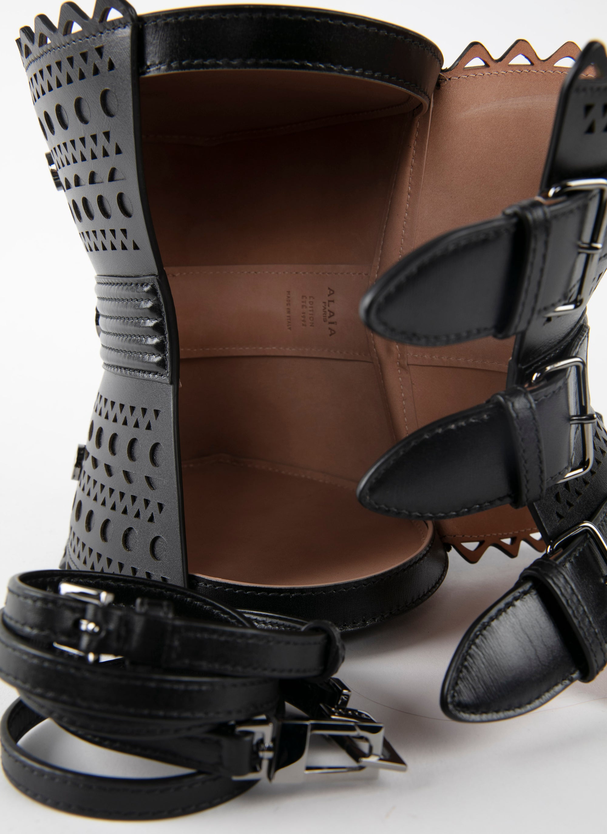 Corset bag 18 in leather - Black intense