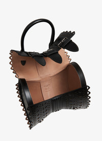 Corset bag 18 in leather - Black intense