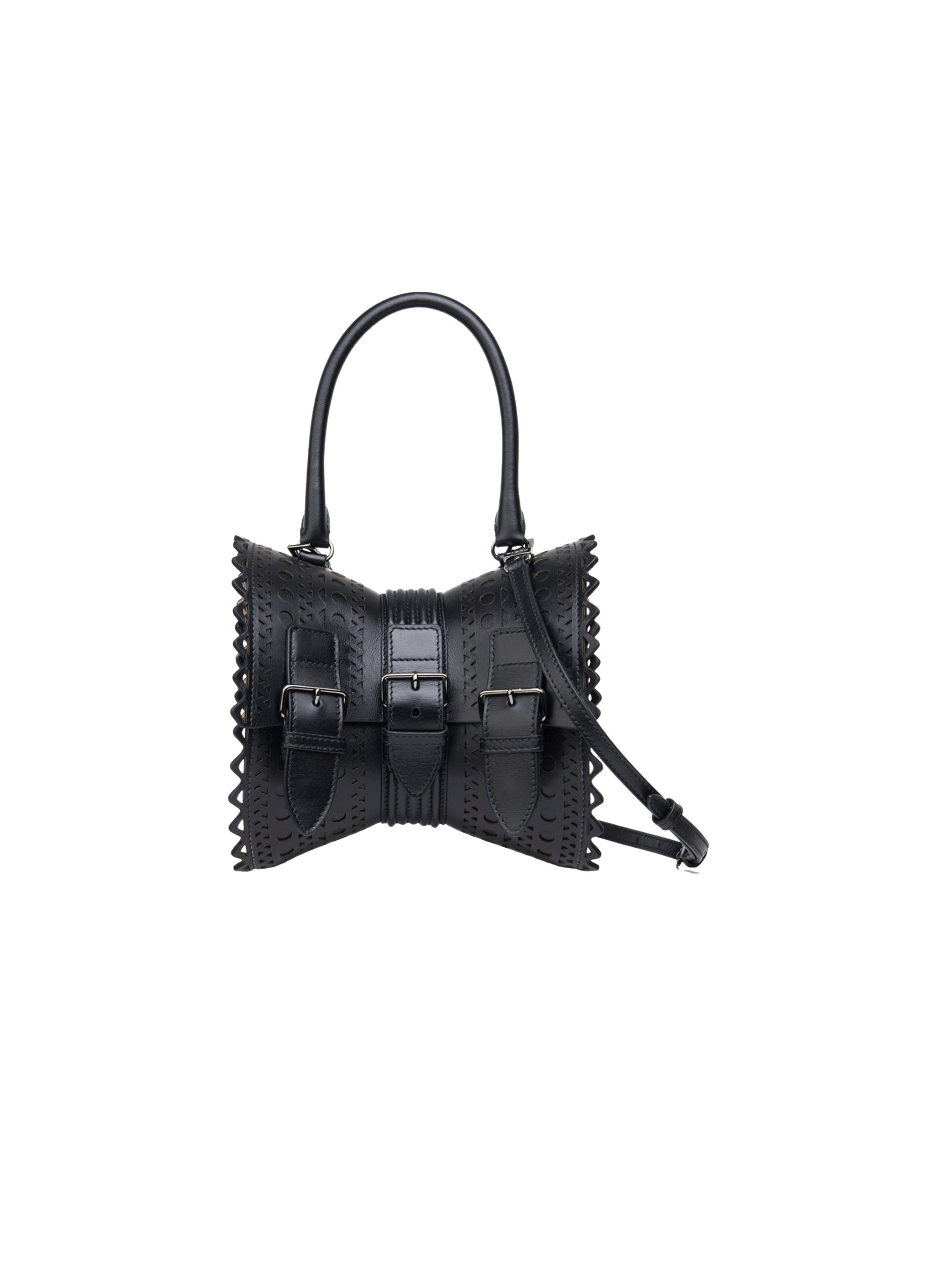 Corset bag 18 in leather - Black intense