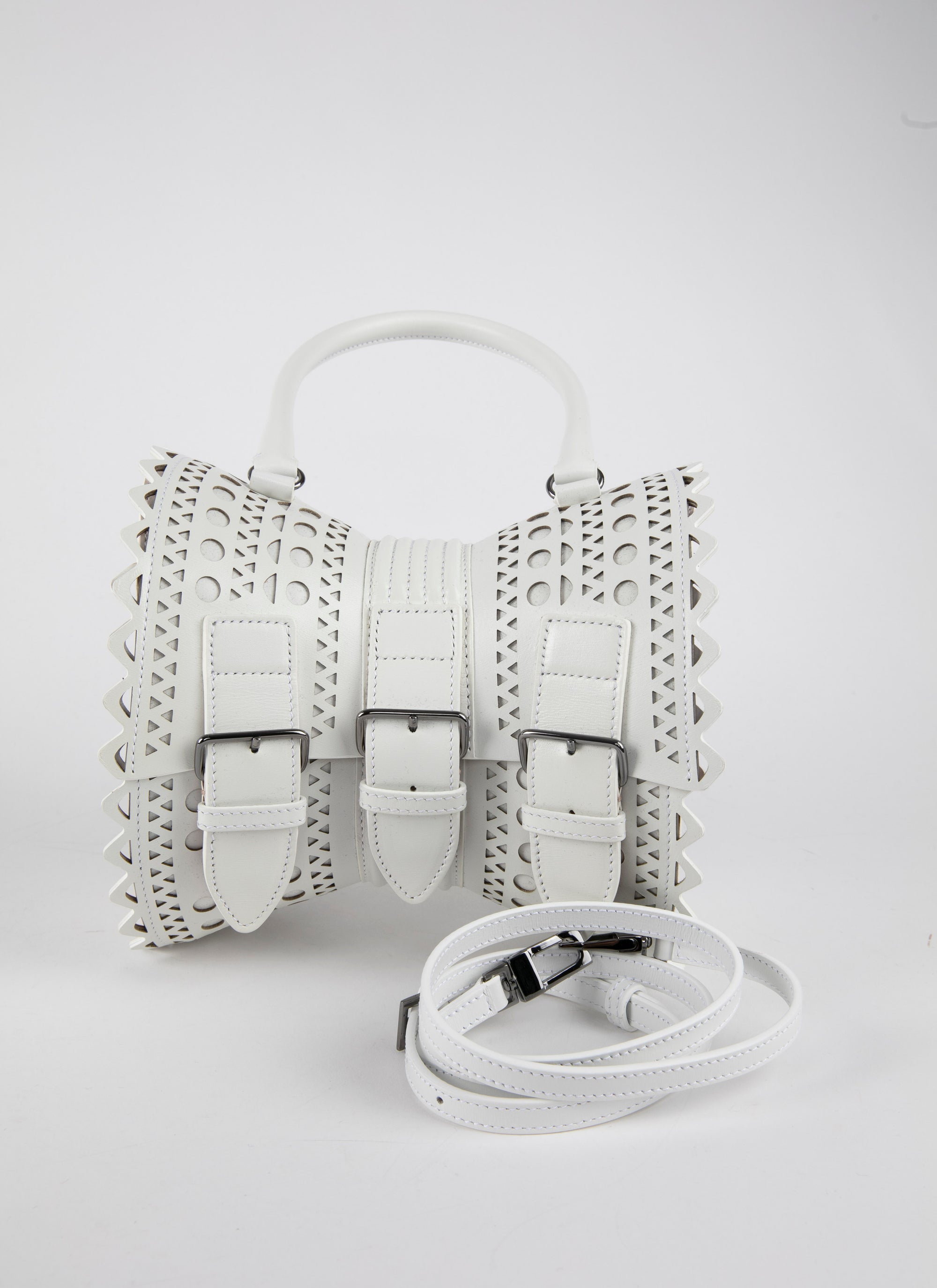 Corset bag 18 in leather - Optic White