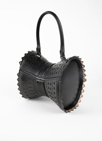 Corset bag 18 in leather - Black intense
