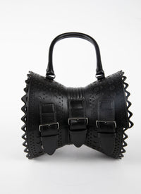 Corset bag 18 in leather - Black intense