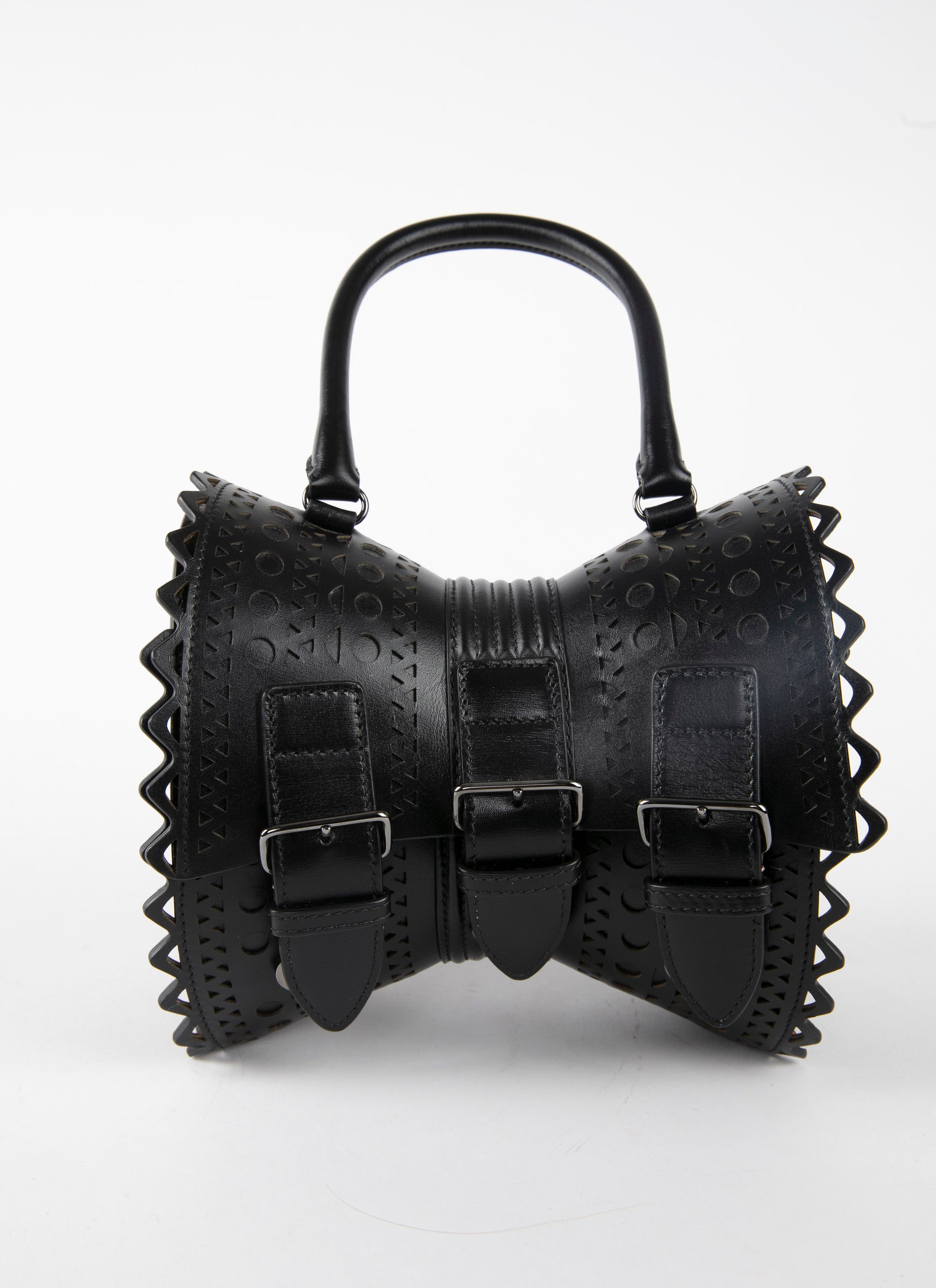 Corset bag 18 in leather - Black intense