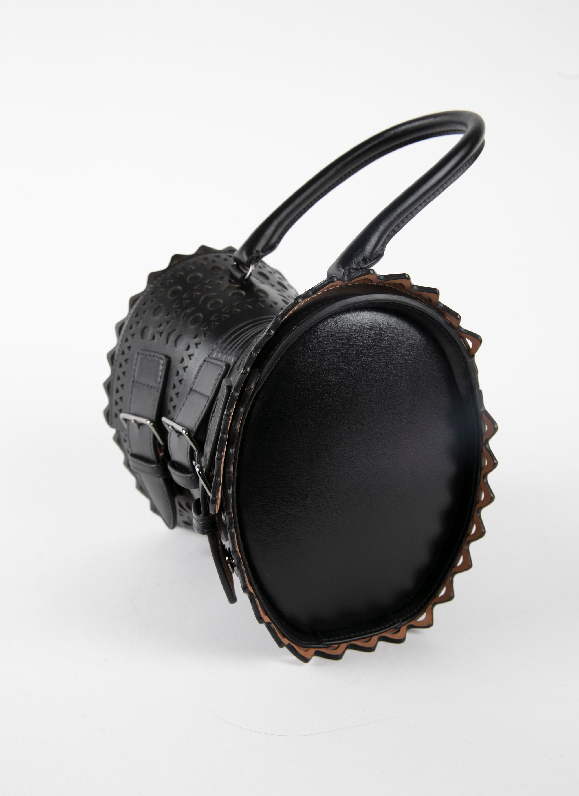 Corset bag 18 in leather - Black intense