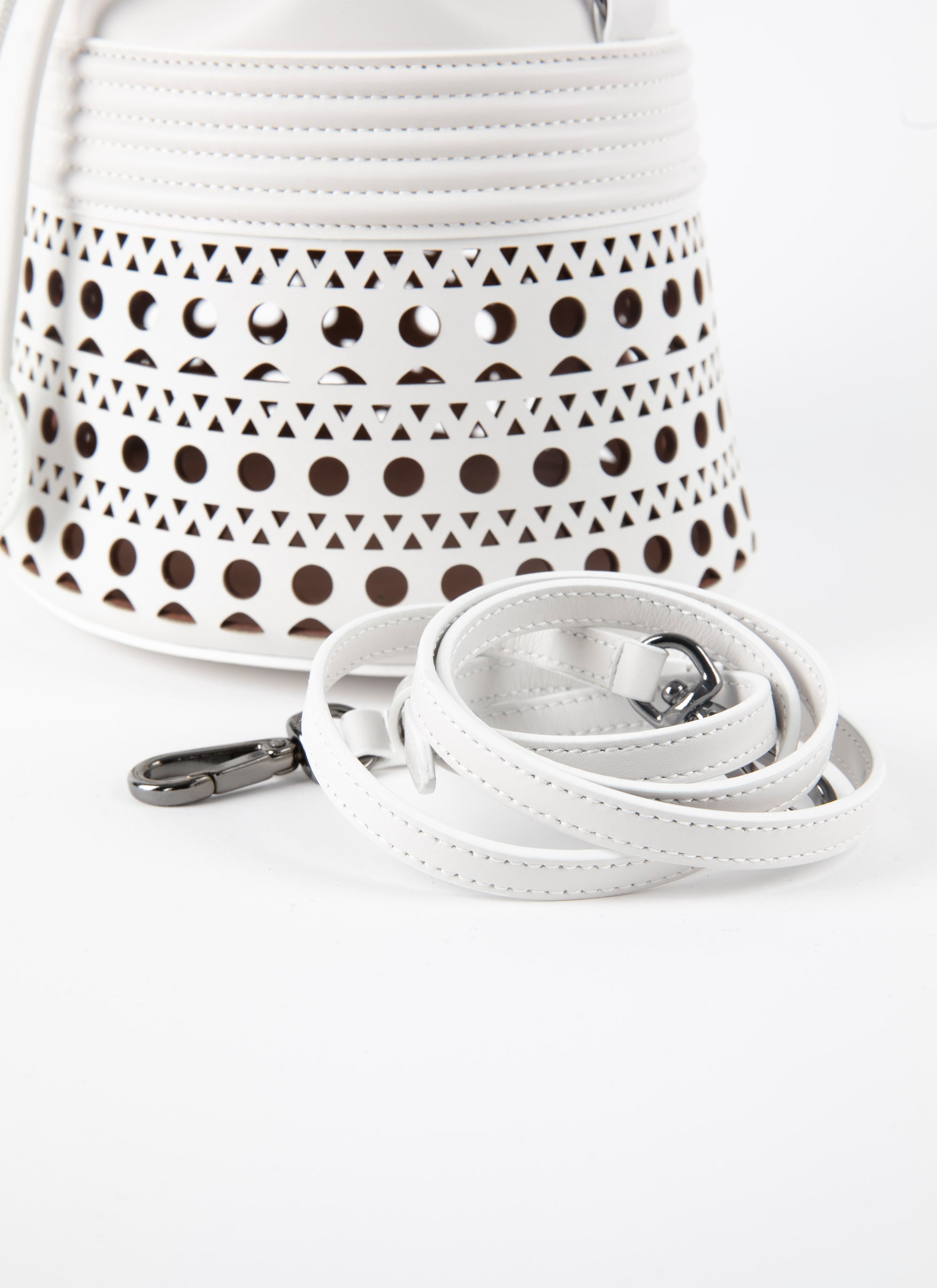 Sac corset Bucket en cuir - Blanc Optique