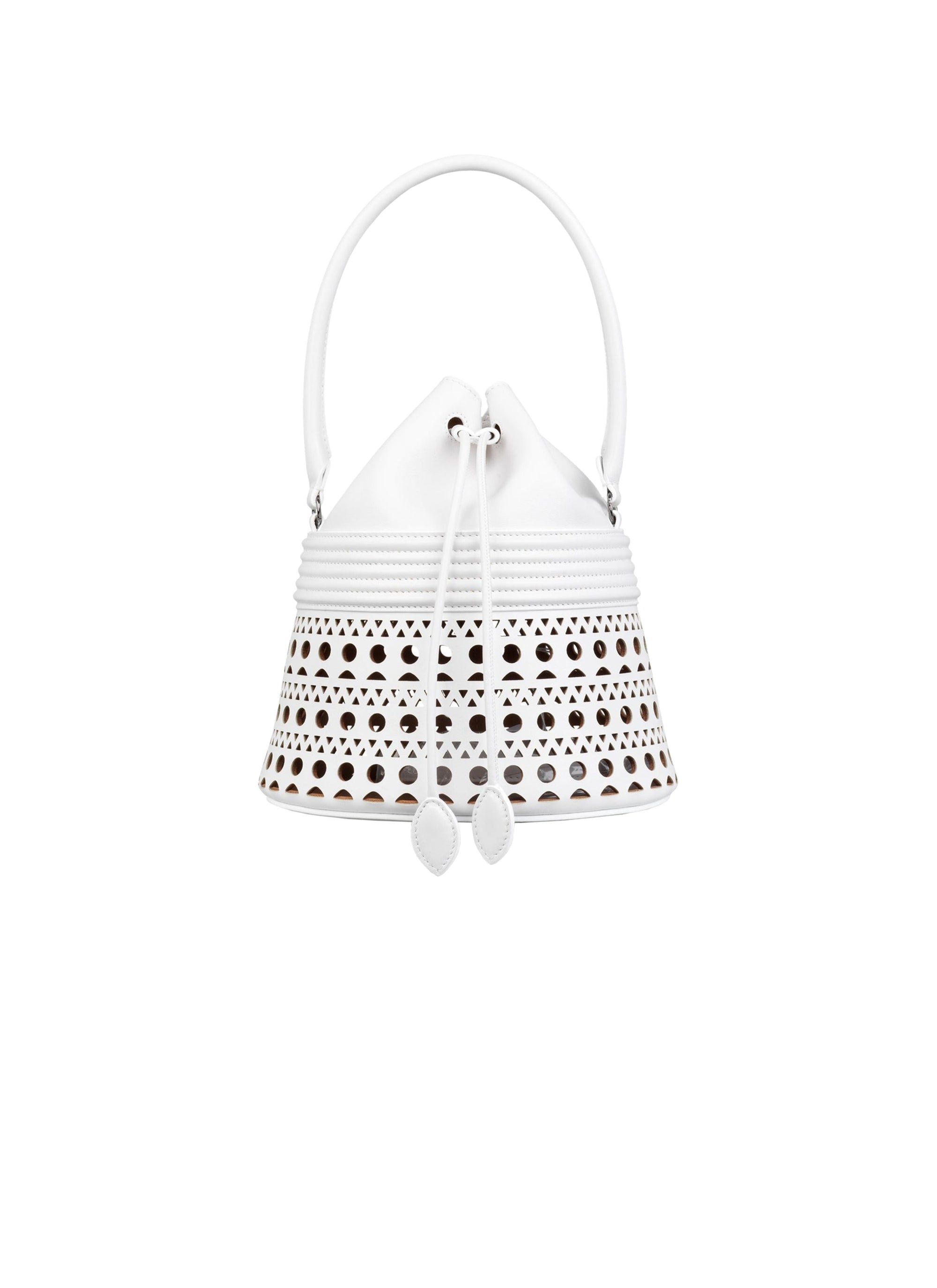 Sac corset Bucket en cuir - Blanc Optique