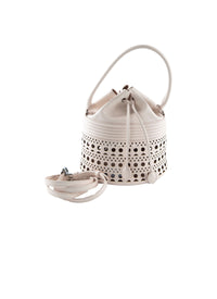 Bucket corset bag in leather - Pebble