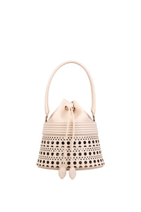 Bucket corset bag in leather - Pebble