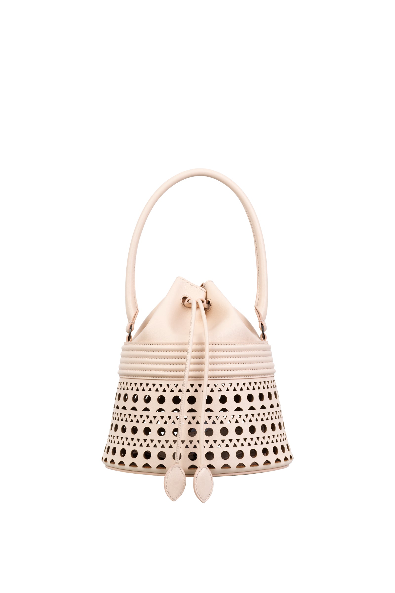 Bucket corset bag in leather - Pebble