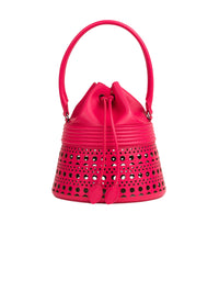 Bucket corset bag in leather - Raspberry