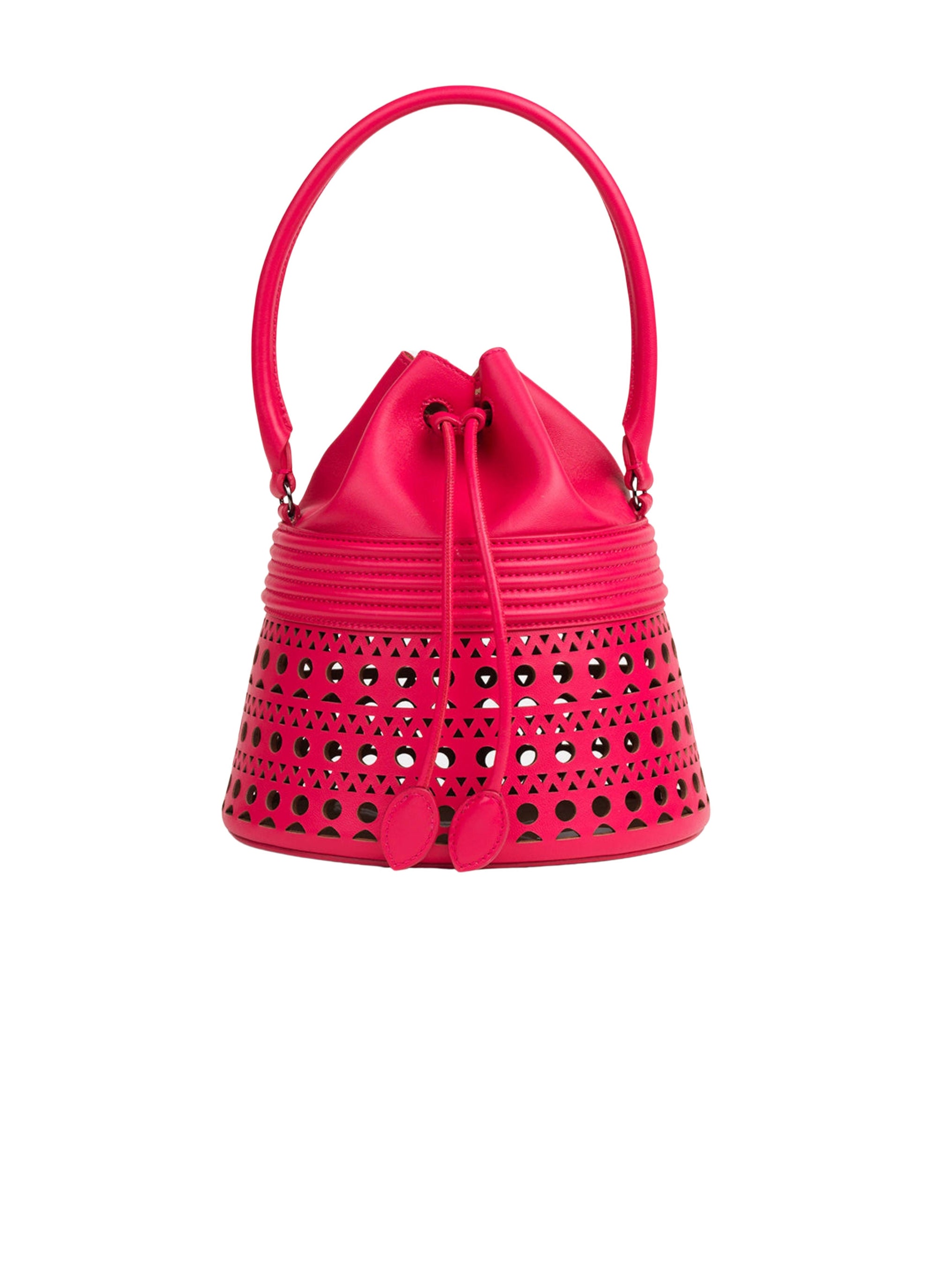 Bucket corset bag in leather - Raspberry