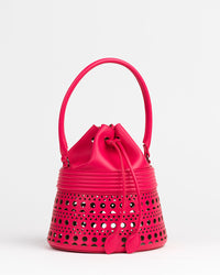 Bucket corset bag in leather - Raspberry