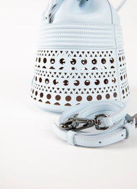 Bucket corset bag in leather - Pastel Blue