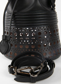 Sac corset Bucket en cuir - Noir