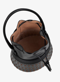 Sac corset Bucket en cuir - Noir