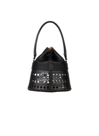 Sac corset Bucket en cuir - Noir