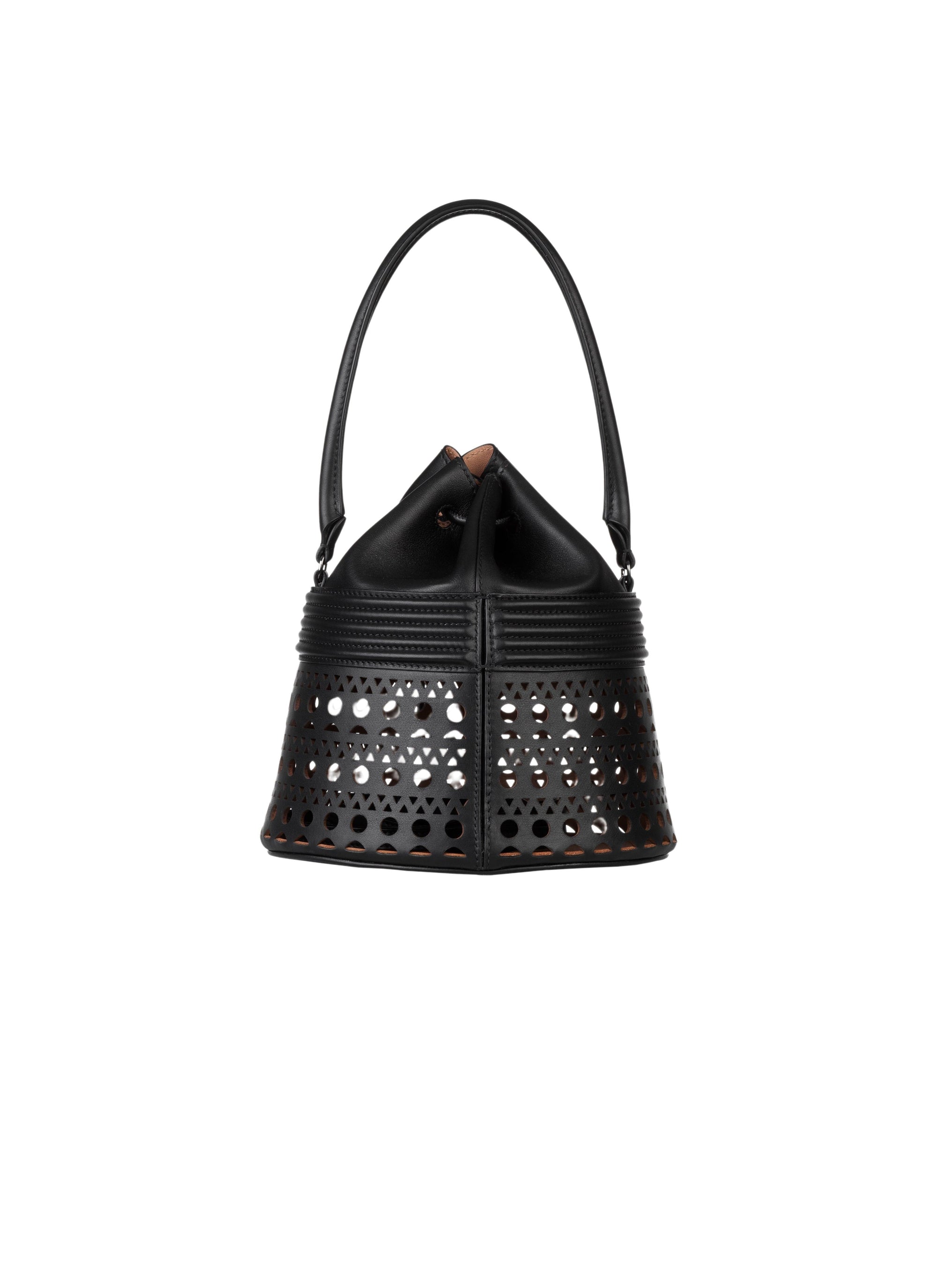 Sac corset Bucket en cuir - Noir