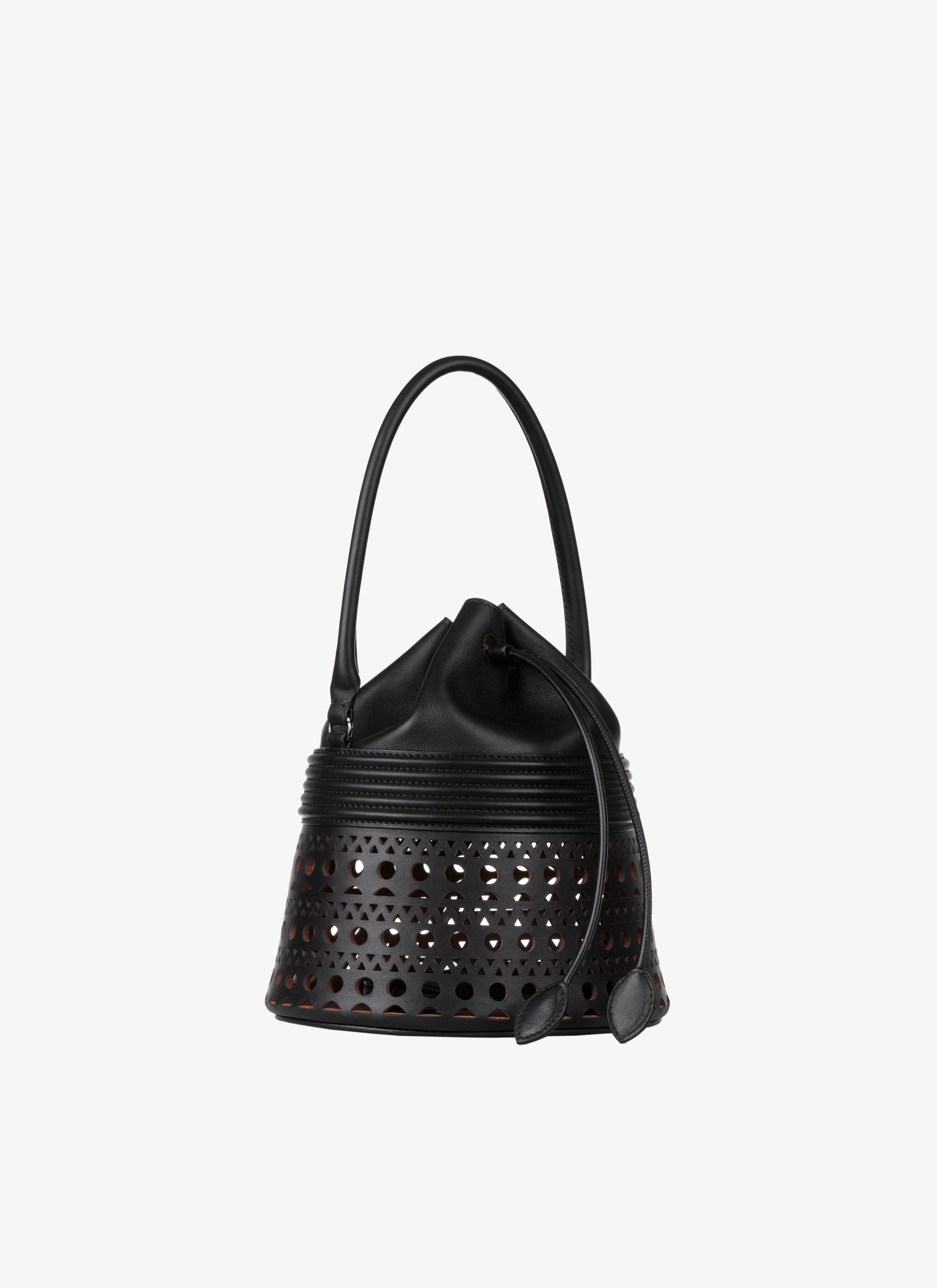 Sac corset Bucket en cuir - Noir