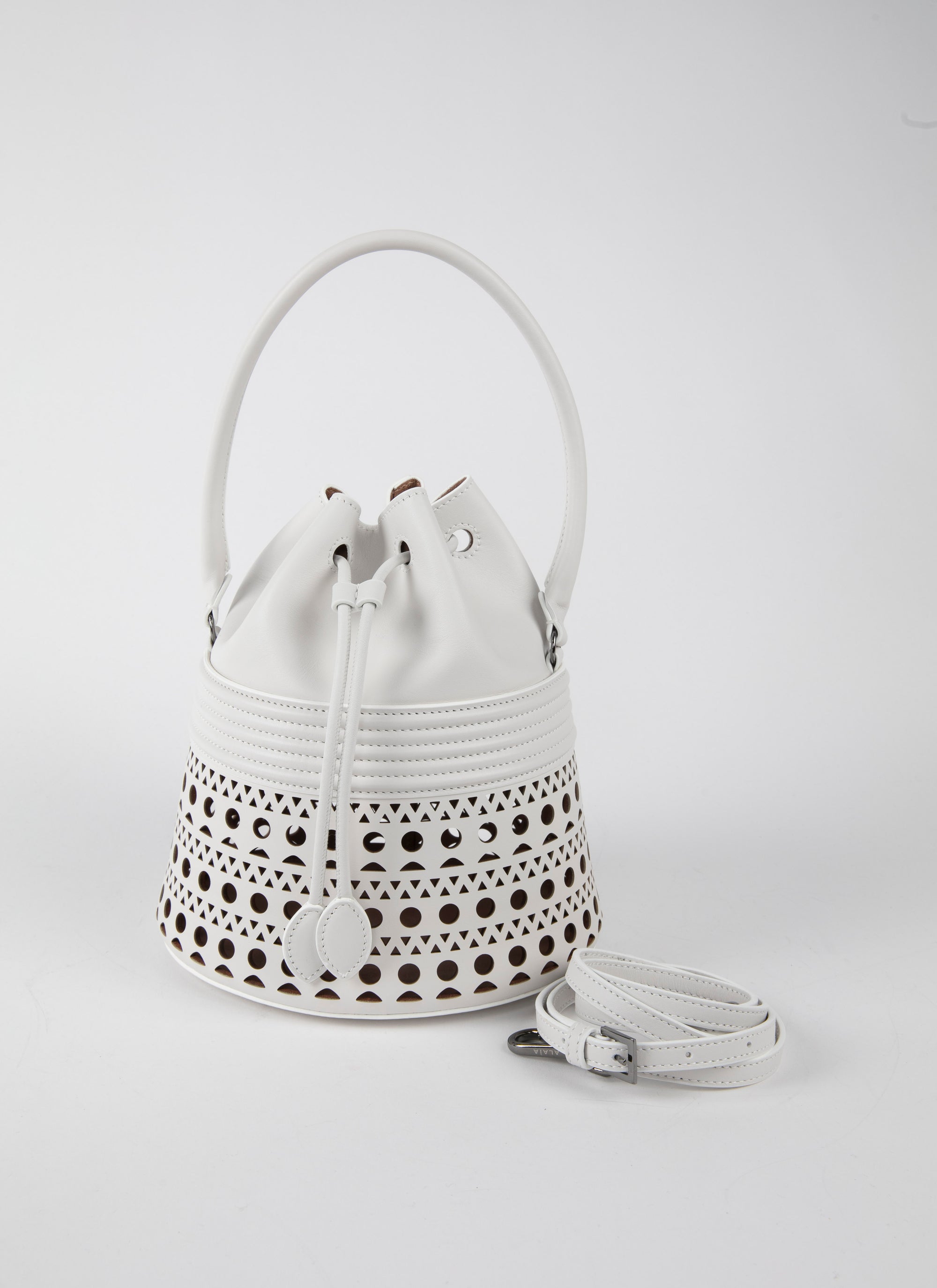 Sac corset Bucket en cuir - Blanc Optique