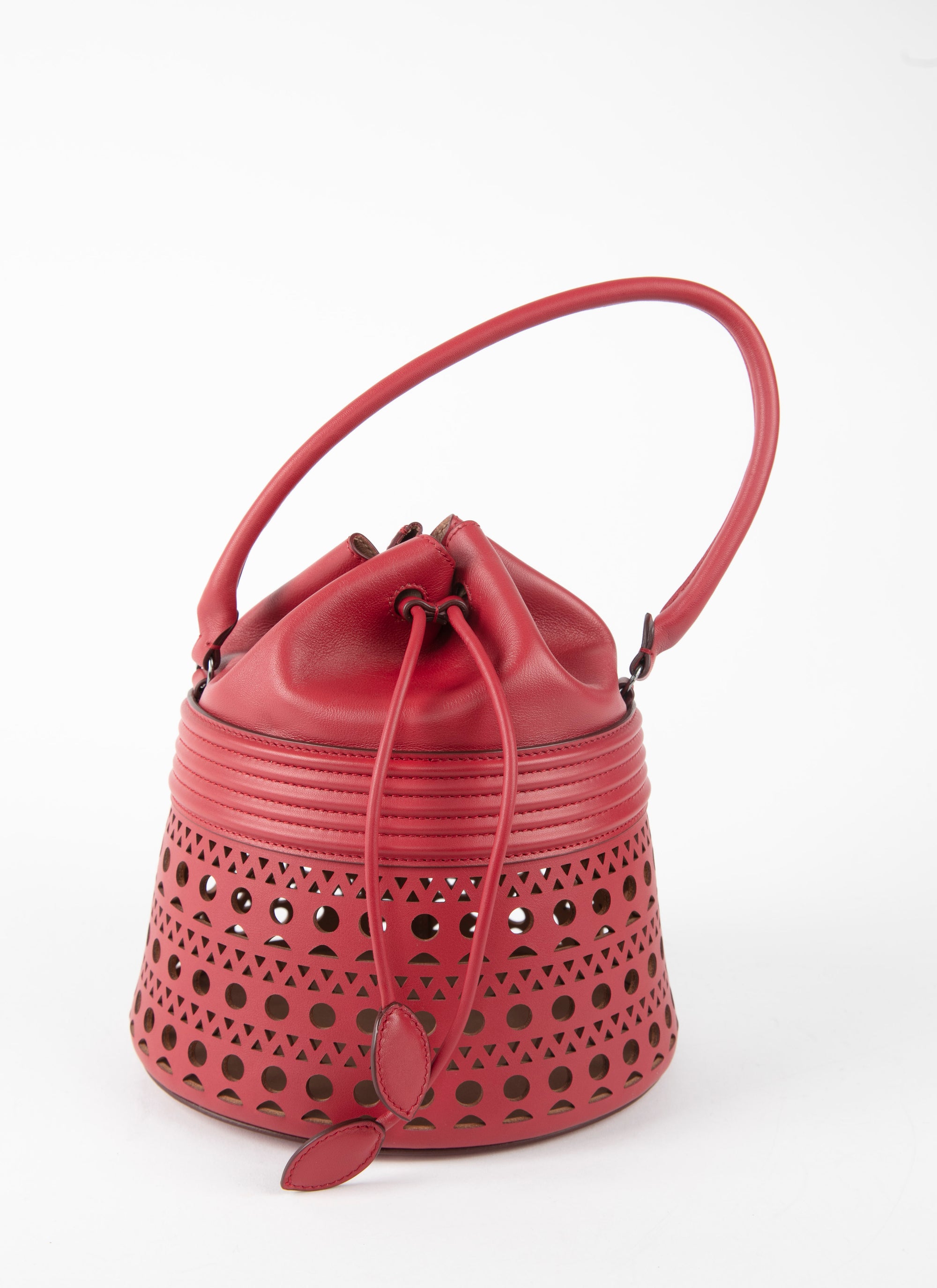 Bucket corset bag in leather - Lacquer