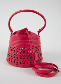 Bucket corset bag in leather - Raspberry