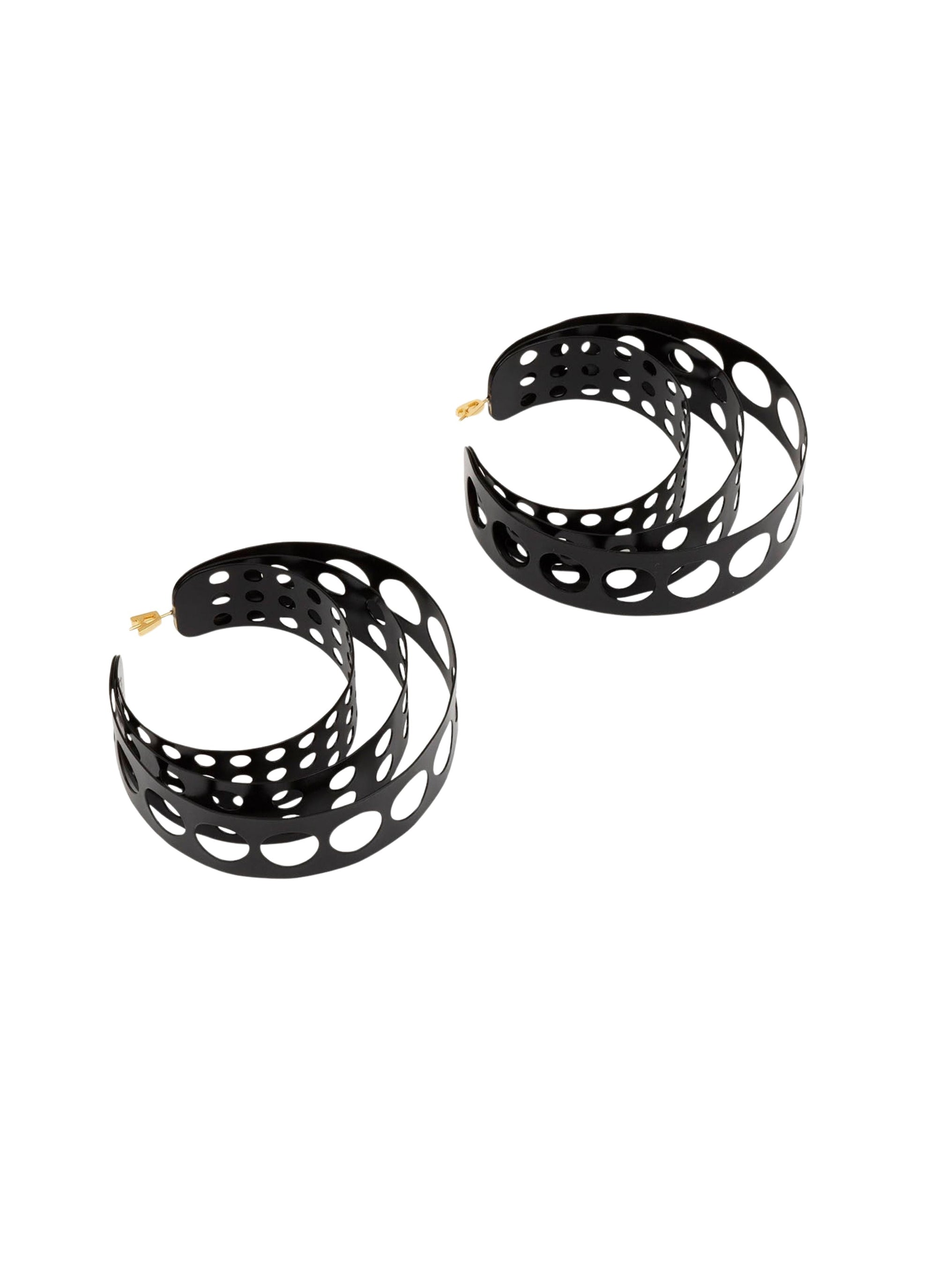 Wide openwork hoop earrings - Black