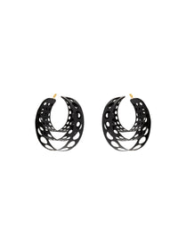 Wide openwork hoop earrings - Black