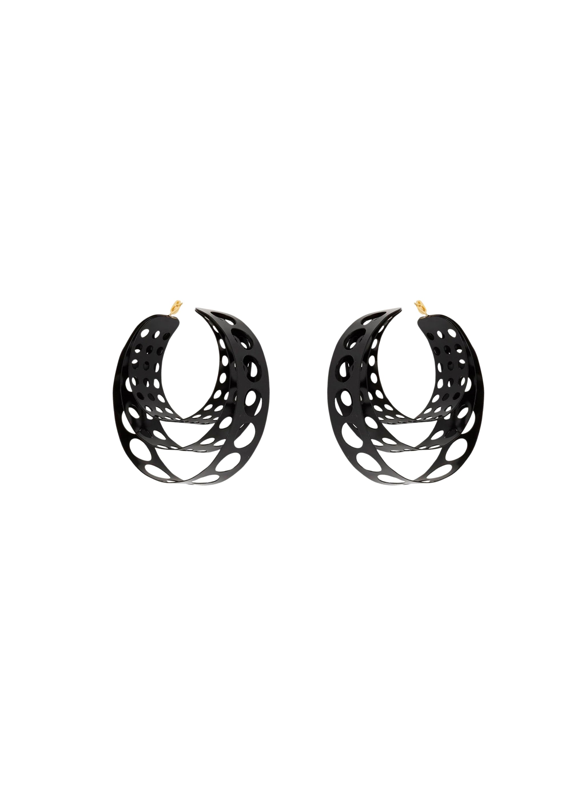 Wide openwork hoop earrings - Black