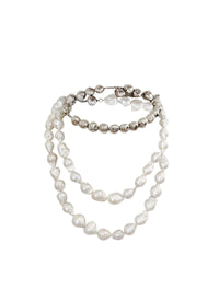 Collier à perles - Blanc & Argent