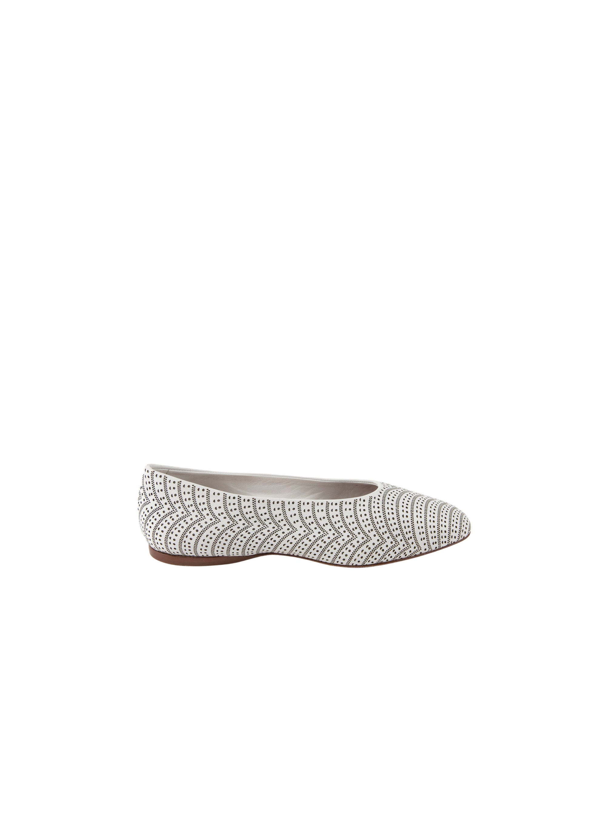 Round-toed openwork ballerinas in leather - Off White