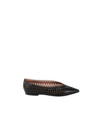 Ballerines pointues perforées en cuir - Noir