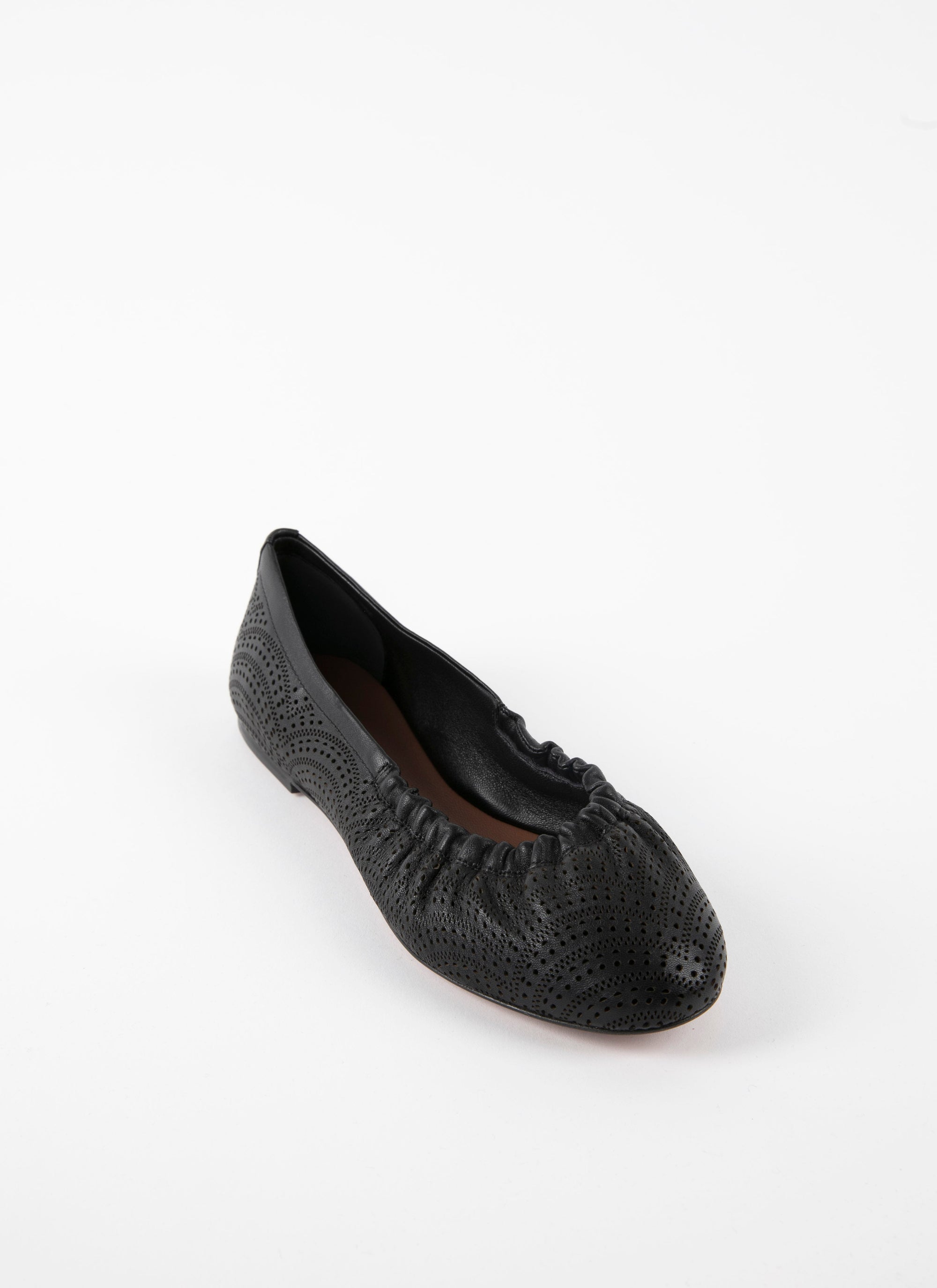 Ballerinas with openwork pattern in leather - Black