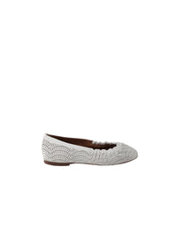 Ballerines à motif ajouré en cuir - Blanc Cassé