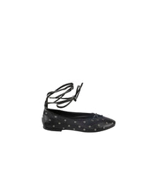 Lace-up ballerinas with leather eyelets - Black
