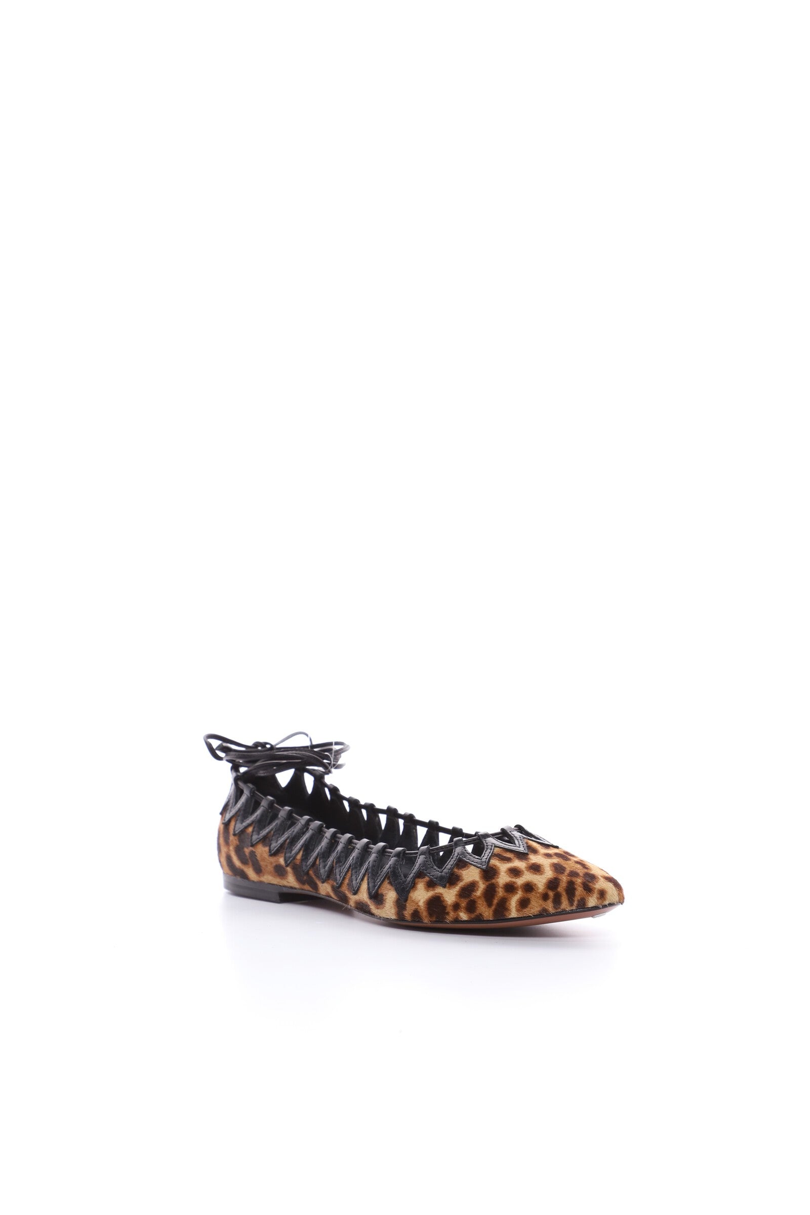 Leather leopard print strappy ballerinas - Sepia Brown
