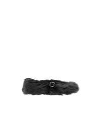 Ballerinas with fur strap - Black