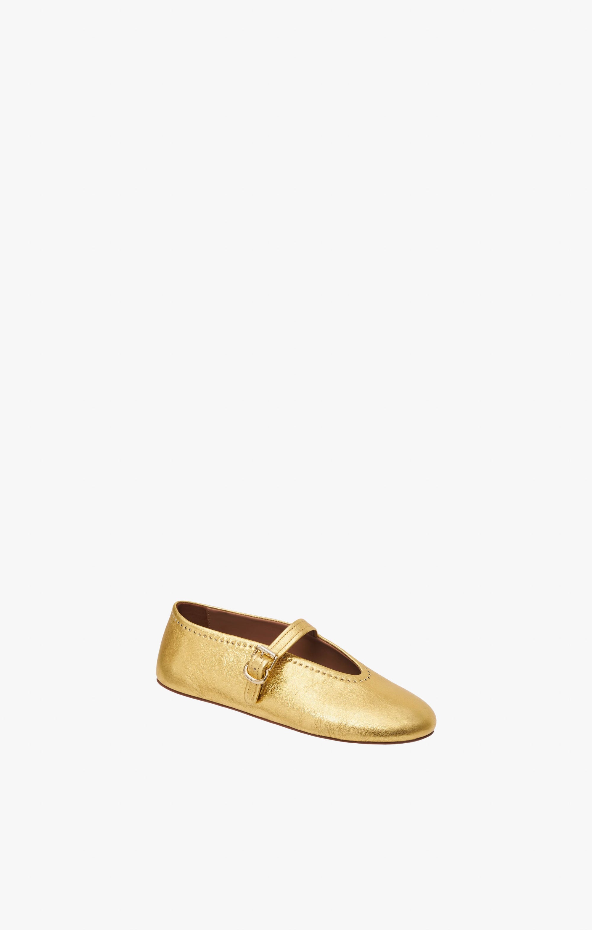 Strappy ballerinas with floral leather inserts - Gold