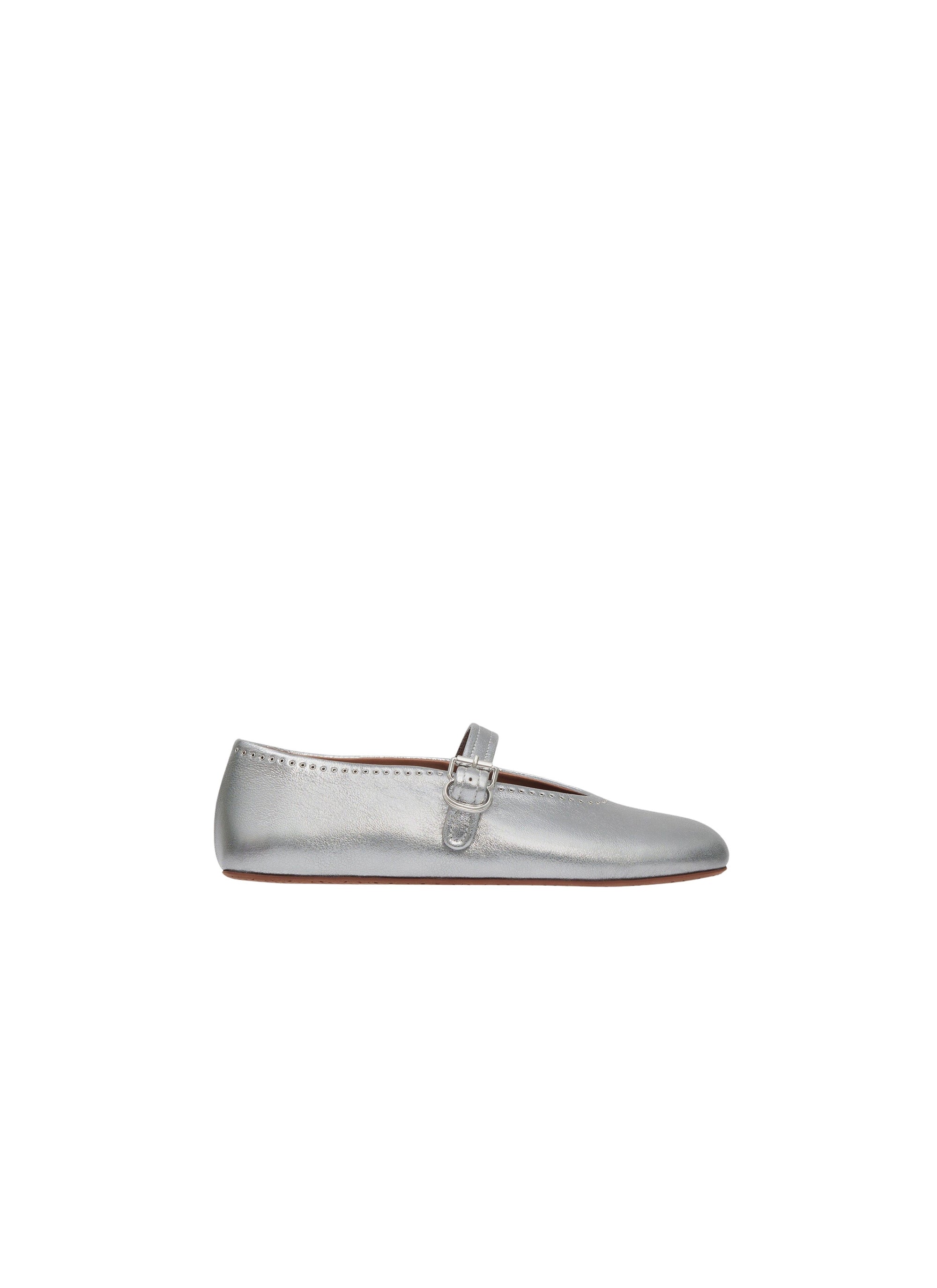 Strappy ballerinas with floral leather inserts - Steel