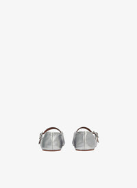 Strappy ballerinas with floral leather inserts - Steel