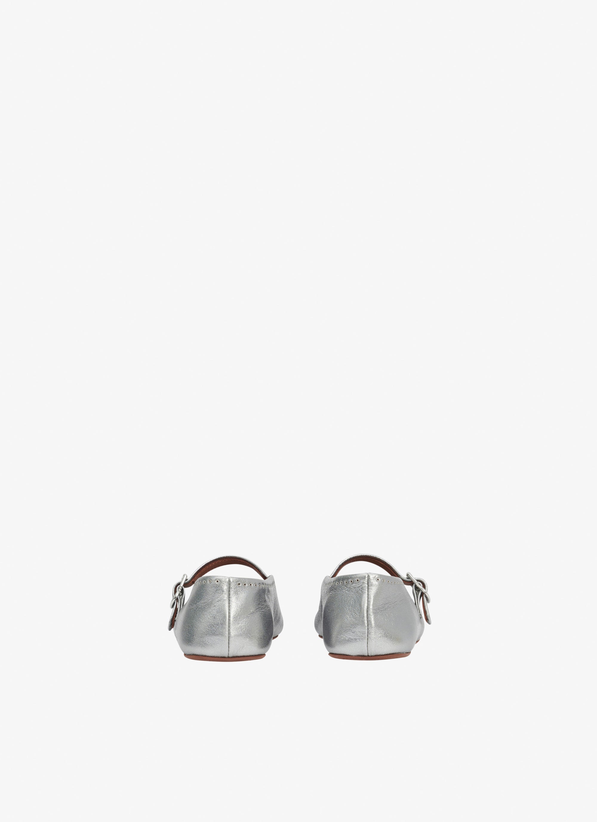 Strappy ballerinas with floral leather inserts - Steel