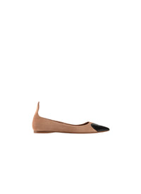 Leather Heart Ballerinas - Flesh & Black