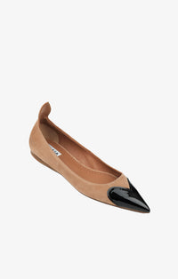 Leather Heart Ballerinas - Flesh & Black